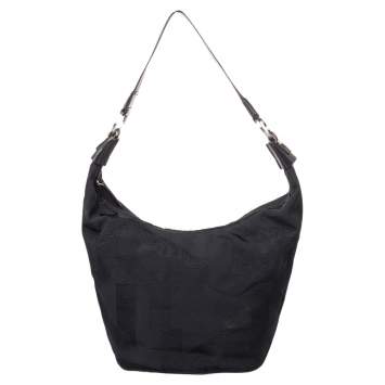 Pre Owned DKNY Black Canvas and Leather Hobo