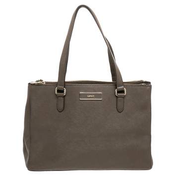 Pre Owned Dkny Brown Leather Double Zip Satchel