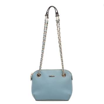 Pre Owned DKNY Light Blue Leather Chain Shoulder Bag