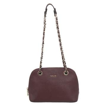 مملوكة مسبقًا Dkny Brown Leather Dome Chain Satchel 