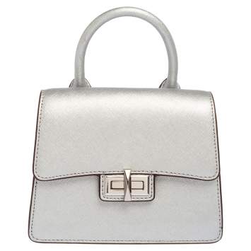 Pre Owned Dkny Silver Leather Jojo Mini Satchel