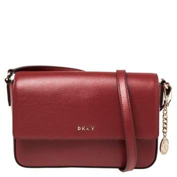 Pre Owned DKNY Red Leather Bryant Flap Crossbody Bag