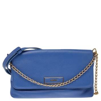 Pre Owned Dkny Blue Leather Bryant Park Shoulder Bag