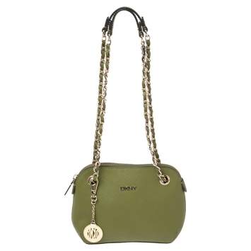 Pre Owned DKNY Green Leather Bryant Chain Shoulder Bag