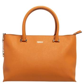 Pre Owned Dkny Tan Saffiano Leather Bryant Park Zip Tote
