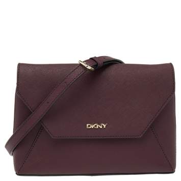 Pre Owned DKNY Burgundy Leather Bryant Park Envelope Shoulder Bag