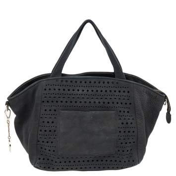 Pre Owned Dkny Black Leather Zip Tote
