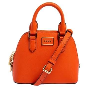 Pre Owned Dkny Orange Saffiano Leather Mini Steffy Dome Satchel