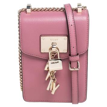 Pre Owned Dkny Pink Leather Elisa Phone Crossbody Bag