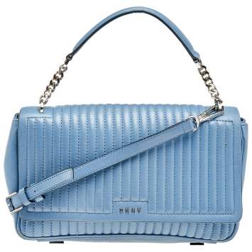 Pre Owned DKNY Light Blue Quilted Leather Gansevoort Top Handle Bag