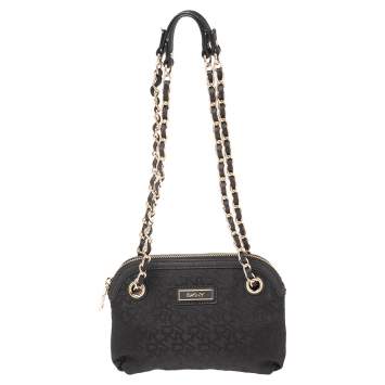 Pre Owned Dkny Black Signature Fabric Small Shoulder Bag