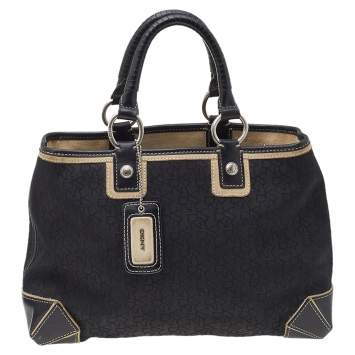 Pre Owned Dkny Monogram Canvas And Leather Tote
