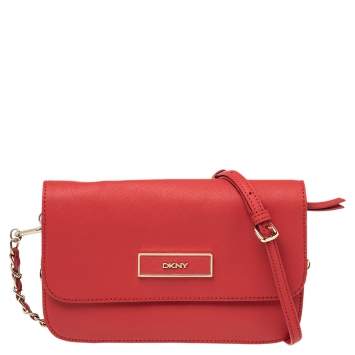 مملوكة مسبقًا DKNY Red Leather Small Bryant Park Crossbody Bag