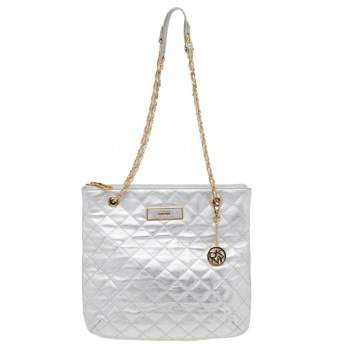 Pre Owned DKNY Silver Quilted Leather Shoulder Bag