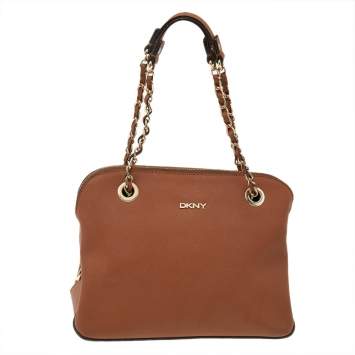 Pre Owned DKNY Brown Saffiano Leather Bryant Park Shoulder Bag