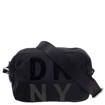 Pre Owned DKNY Black Nylon And Leather Crossbody Bag
