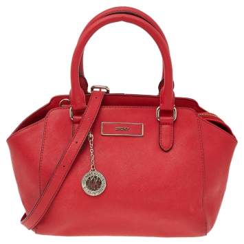 Pre Owned DKNY Red Saffiano Leather Bryant Park Bag