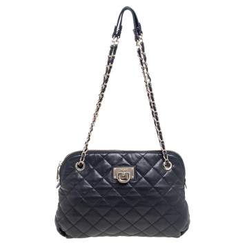 Pre Owned DKNY Quilted Leather Round Chain Shoulder Bag