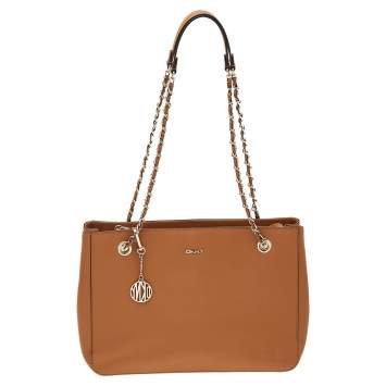 Pre Owned DKNY Brown Leather Bryant Park Chain Tote