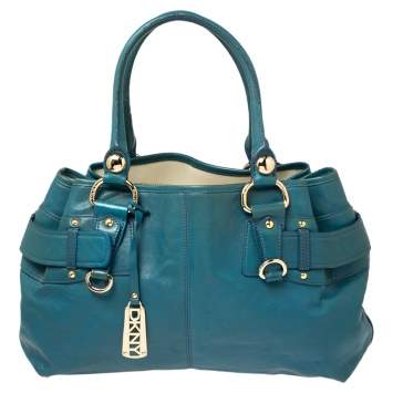 Pre Owned DKNY Blue Leather Tote