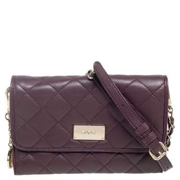 Pre Owned Dkny Burgundy Leather Flap Crossbody Bag
