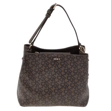 Pre Owned DKNY Brown Signature Coated Canvas and Leather Shoulder Bag