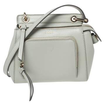 Pre Owned DKNY Grey Leather Front Pocket Crossbody Bag