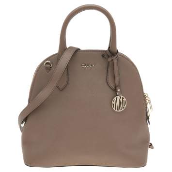 Pre Owned Dkny Brown Leather Top Zip Satchel