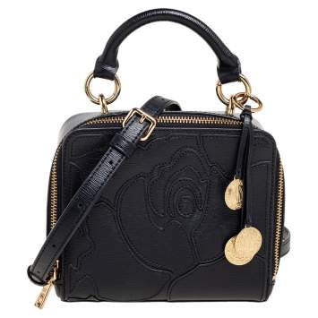 Pre Owned DKNY Black Leather Sara Box Top Handle Bag