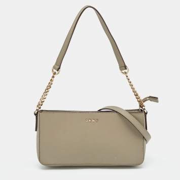 Pre Owned DKNY Grey Leather Bryant Park Crossbody Bag