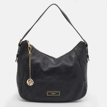 Pre Owned Dkny Black Leather Hobo