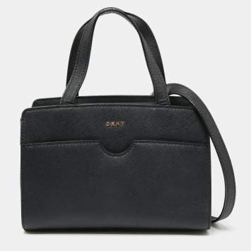 Pre Owned DKNY Black Saffiano Leather Pocket Satchel