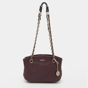 Pre Owned Dkny Burgundy Leather Chain Satchel