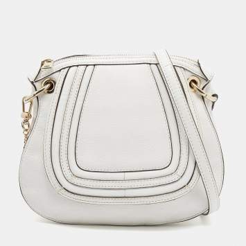 Pre Owned Dkny White Patent and Leather Crossbody Bag