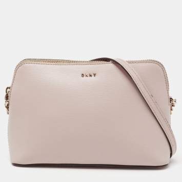 Pre Owned DKNY Light Pink Leather Dome Crossbody Bag
