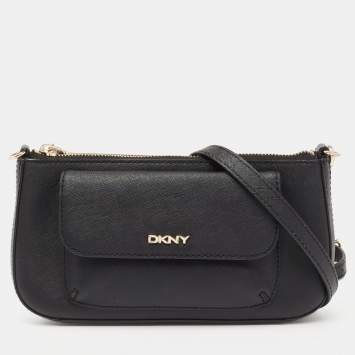 Pre Owned DKNY Black Saffiano Leather Shoulder Bag