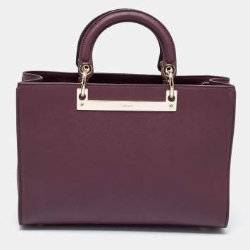 Pre Owned DKNY Burgundy Leather Zip Tote