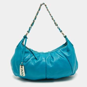 Pre Owned DKNY Blue Leather Hobo 