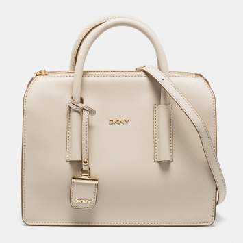 مملوكة مسبقًا DKNY Off White Saffiano Leather Zip Satchel 