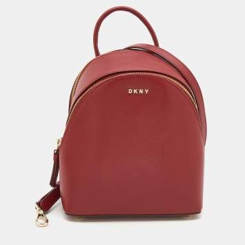 Pre Owned DKNY Red Leather Mini Bryant Backpack Crossbody Bag
