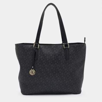 Pre Owned DKNY Black Signature Canvas Tote