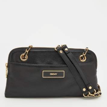 Pre Owned DKNY Black Leather Shoulder Bag