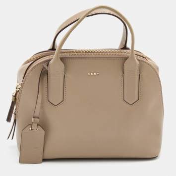 Pre Owned DKNY Beige Leather Dome Satchel
