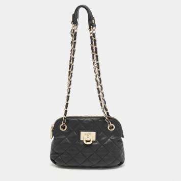 Pre Owned DKNY Black Soft Quilted Leather Shoulder Bag