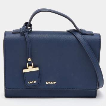 مملوكة مسبقًا DKNY Navy Blue Saffiano Leather Bryant Park Top Handle Bag