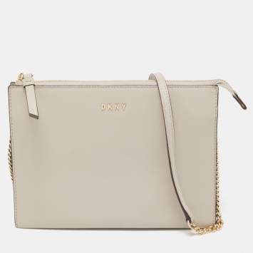 Pre Owned DKNY Beige Leather Crossbody Bag