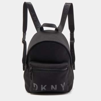 Pre Owned DKNY Black Neoprene and Faux Leather Backpack
