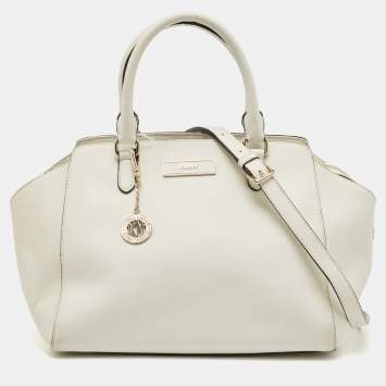 Pre Owned DKNY White Saffiano Leather Bryant Park Tote