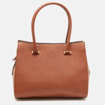 Pre Owned DKNY Brown Saffiano Leather Bryant Park Zip Tote