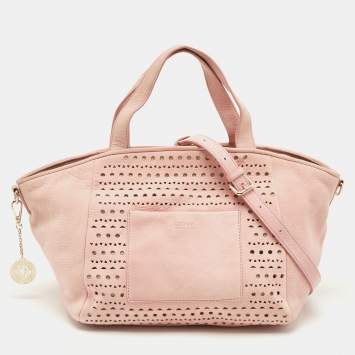 Pre Owned DKNY Pink Perforated Nubuck Tote